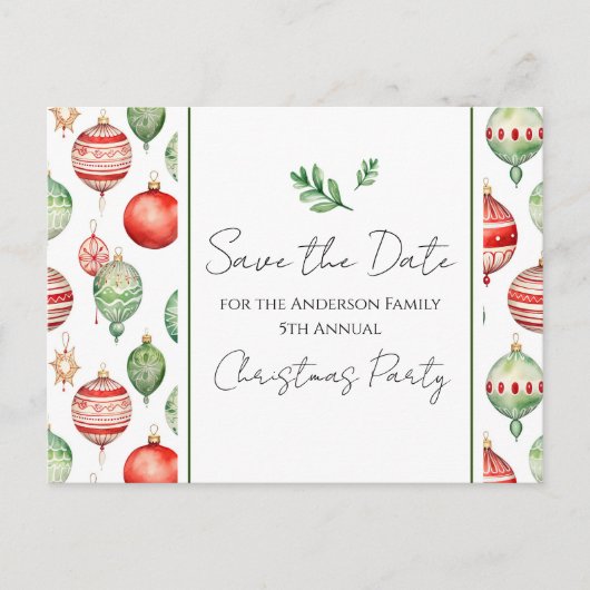 Retro Family Weihnachten Party Save the Date Baum Postkarte (Vorderseite)