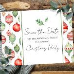 Retro Family Weihnachten Party Save the Date Baum Postkarte<br><div class="desc">Fun Aquarell Weihnachtsdesign. Alle Texte sind individuell einstellbar und lassen sich für Ihr eigenes Party leicht ändern. Save the Date Weihnachts-Party-Postkarten der Familie.</div>