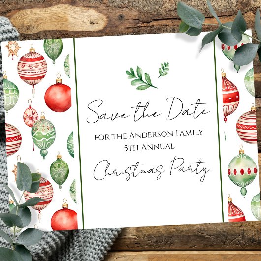Retro Family Weihnachten Party Save the Date Baum Postkarte