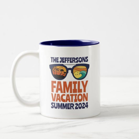 Retro Family Wiedersehen Cruise Trip Beach Urlaub Zweifarbige Tasse (Links)