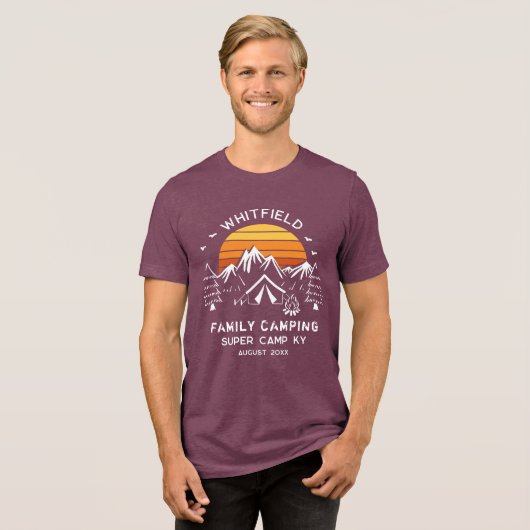 Retro Family Wiedersehen Matching Pine Trees Campi Tri-Blend Shirt (Vorderseite voll)