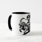 Retro Fantasy Fusion: Dragon-Riding Button-Up Girl Tasse (Vorderseite Links)