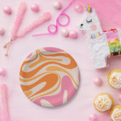 Retro Fantasy Swirl Abstrakt rosa Orangencreme Pappteller (Party)