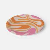 Retro Fantasy Swirl Abstrakt rosa Orangencreme Pappteller (Schrägansicht)