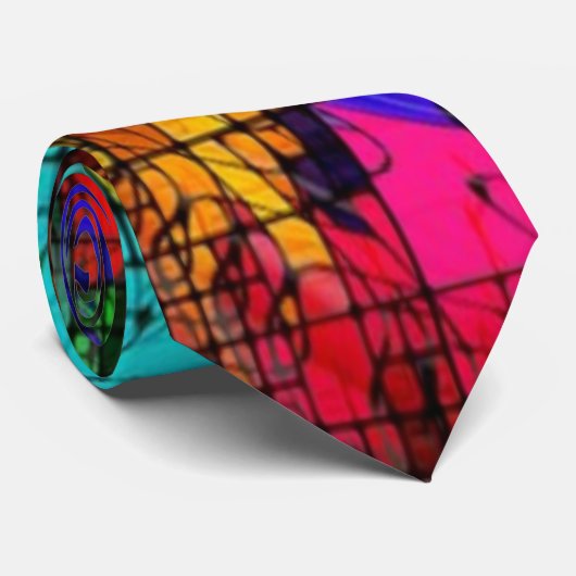 "Retro Farbblock-abstrakter" orange blauer Krawatte (Gerollt)