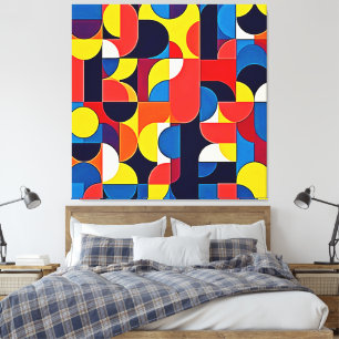 Retro-Farbblock-Geometrie-Kunst Leinwanddruck
