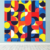 Retro-Farbblock-Geometrie-Kunst Leinwanddruck (Insitu (Holzboden))