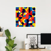 Retro-Farbblock-Geometrie-Kunst Poster (Heimbüro)