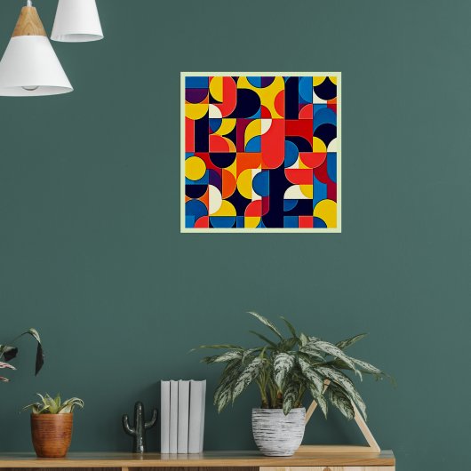 Retro-Farbblock-Geometrie-Kunst Poster (Wohnzimmer 1)