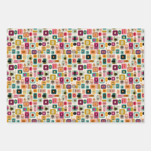 RETRO Farbblöcke geometrisches Muster des mittlere Geschenkpapier Set (Vorderseite 3)