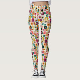 RETRO-Farbblöcke Mitte des Jahrhunderts Moderne Ge Leggings