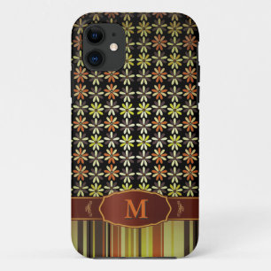 Retro FarbBlumen-Streifen-Monogramm iPhone 5 Case-Mate iPhone Hülle