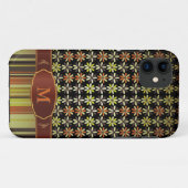 Retro FarbBlumen-Streifen-Monogramm iPhone 5 Case-Mate iPhone Hülle (Rückseite (Horizontal))