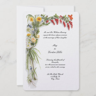 Retro-Farben Botanische Blumengrenze Hochzeit Einladung