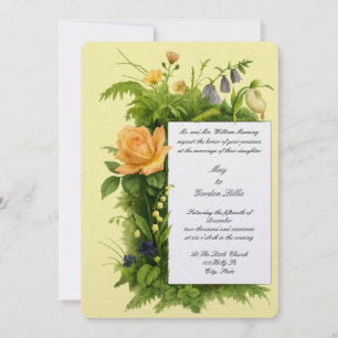 Retro-Farben Botanische Wildblumen Hochzeit Einladung