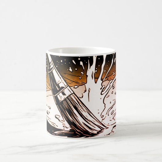 Retro-Farben Grafikstil Pinsel-Farbspritzer Kaffeetasse (Mittel)