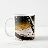 Retro-Farben Grafikstil Pinsel-Farbspritzer Kaffeetasse (Links)