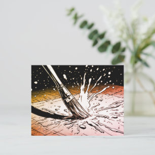 Retro-Farben Grafikstil Pinsel-Farbspritzer Postkarte