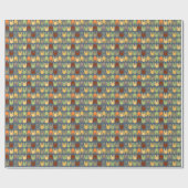 Retro-Farben-Hasen-Formen-Muster Geschenkpapier (Flach)