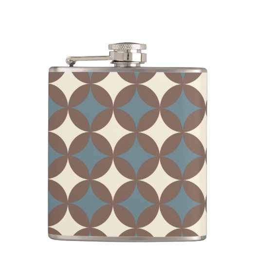 Retro Farben Mitte Jahrhundert Moderne Kreise Flachmann (Vorderseite)