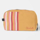 Retro-Farben Orange rosa Goldstreifen Name Waschbeutel (Vorderseite)