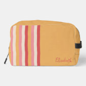 Retro-Farben Orange rosa Goldstreifen Name Waschbeutel (Rückseite)