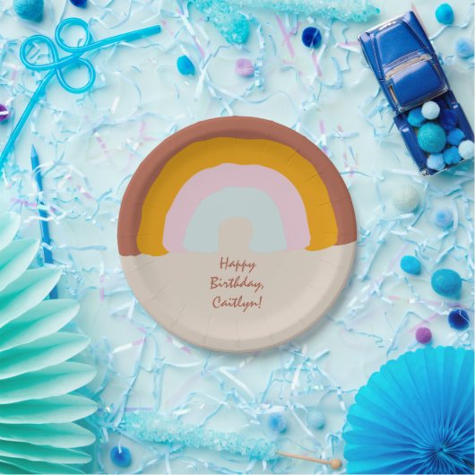 Retro-Farben Rainbow Doodle-benutzerdefinierte Mel Pappteller (Party)