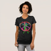 RETRO FARBEN-SPRITZER-FRIEDENSzeichen T-Shirt (Vorne ganz)
