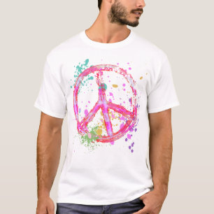 RETRO FARBEN-SPRITZER-FRIEDENSzeichen T-Shirt