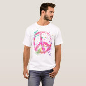 RETRO FARBEN-SPRITZER-FRIEDENSzeichen T-Shirt (Vorne ganz)