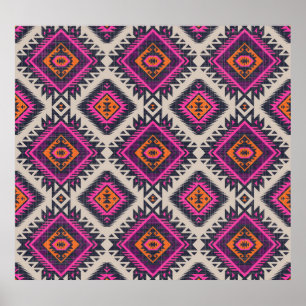 Retro Farben, Stamm Navajo Design. Poster