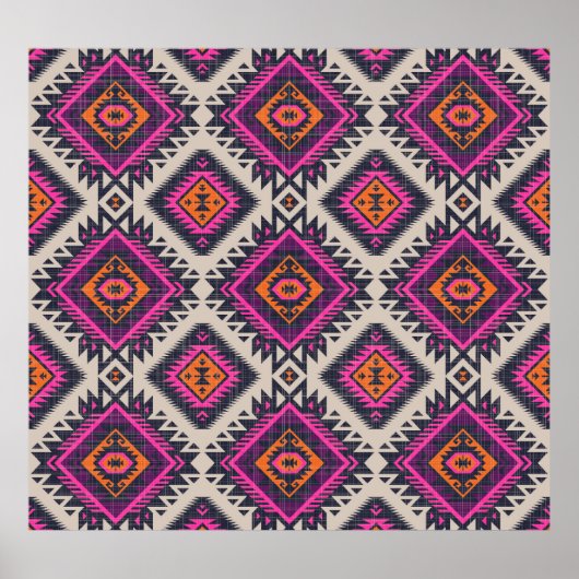 Retro Farben, Stamm Navajo Design. Poster (Vorne)