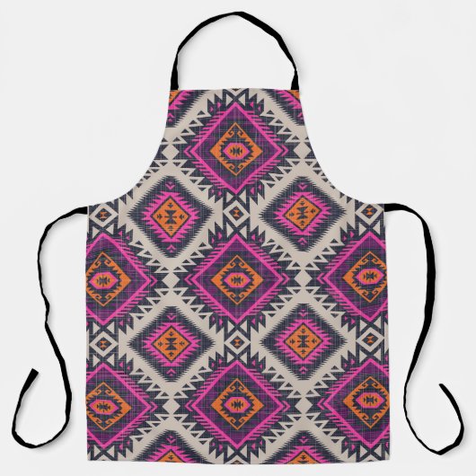 Retro Farben, Stamm Navajo Design. Schürze (Vorderseite)