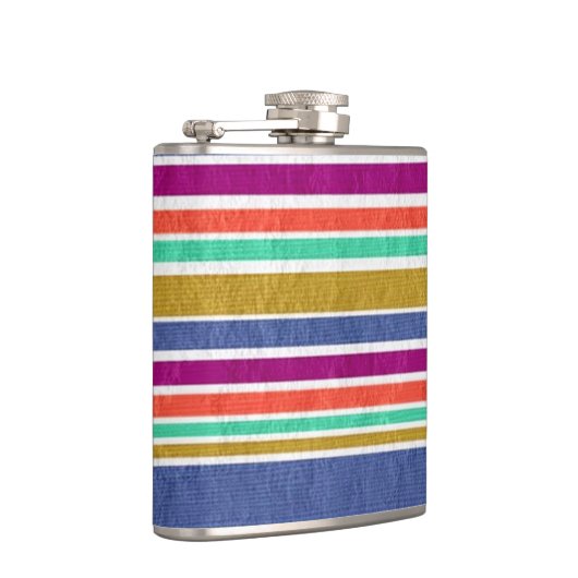 Retro-Farben Texturierte Streifen Flachmann (Rechts)