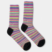 Retro-Farben texturiertes Streifendesign Socken (Rechts)