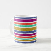 Retro-Farben texturiertes Streifenmuster Kaffeetasse (Vorderseite Links)