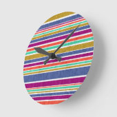 Retro-Farben texturiertes Streifenmuster Runde Wanduhr (Winkel)