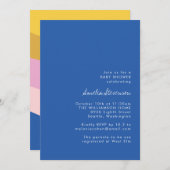 Retro farbenfroh blau gelb Moderne Babydusche Einladung (Vorne/Hinten)