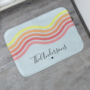 Retro farbenfroh Blaue Groovy Lines Beach Sonnenau Badematte