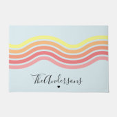 Retro farbenfroh Blaue Groovy Lines Beach Sonnenau Fußmatte (Vorderseite)