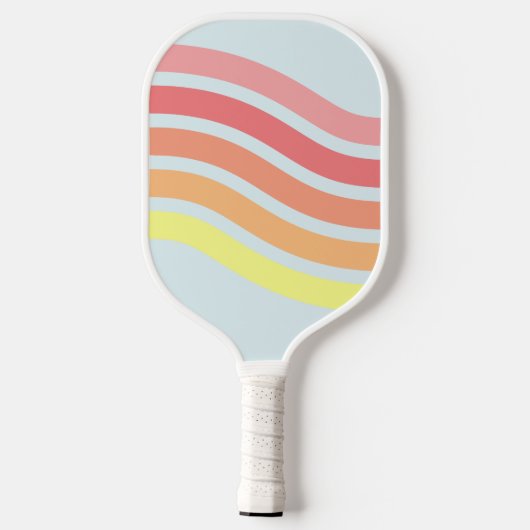 Retro farbenfroh Blaue Groovy Lines Beach Sonnenau Pickleball Schläger (Rückseite)