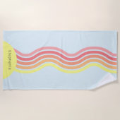 Retro farbenfroh Blaue Groovy Lines Beach Sonnenau Strandtuch (Vorderseite)