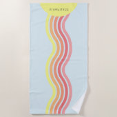 Retro farbenfroh Blaue Groovy Lines Beach Sonnenau Strandtuch (Vorderseite)