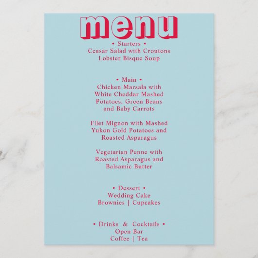 Retro farbenfroh Funky Bold Moderne einzigartige H Menükarte (Vorderseite)