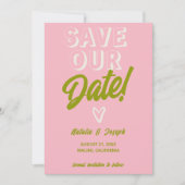 Retro farbenfroh Funky Bold Moderne einzigartige H Save The Date (Vorderseite)