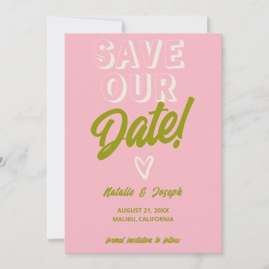 Retro farbenfroh Funky Bold Moderne einzigartige H Save The Date (Vorderseite)