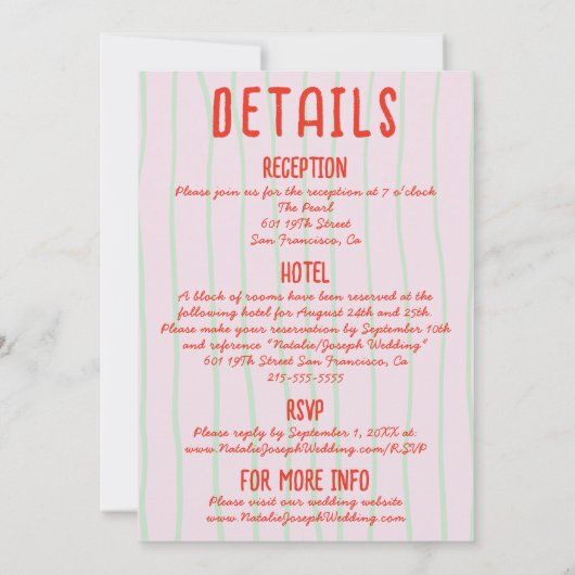 Retro farbenfroh Gezeichnet Martini auf einer Hoch Einladung (Rückseite)