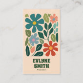 Retro farbenfroh handGezeichnet Groovy Floral Abst Visitenkarte (Vorderseite)