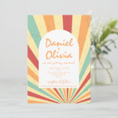 Retro farbenfroh mit QR Hochzeit Einladung (Stehend Vorderseite)