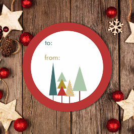 Retro farbenfroh Oh Weihnachtsbaum Runder Aufkleber